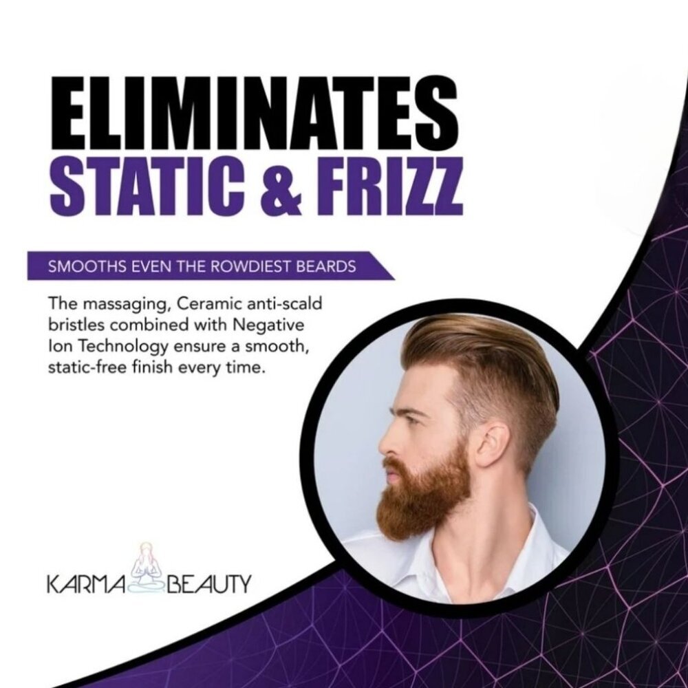 🆕️🆑️ Karma Beauty Gentlemen Beard Straightening Brush With Anti-Scald Bristles - Picture 4 of 11